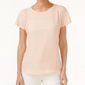 COPY - CeCe Flutter Cap Sleeve Crepe Blouse Canyon Peach